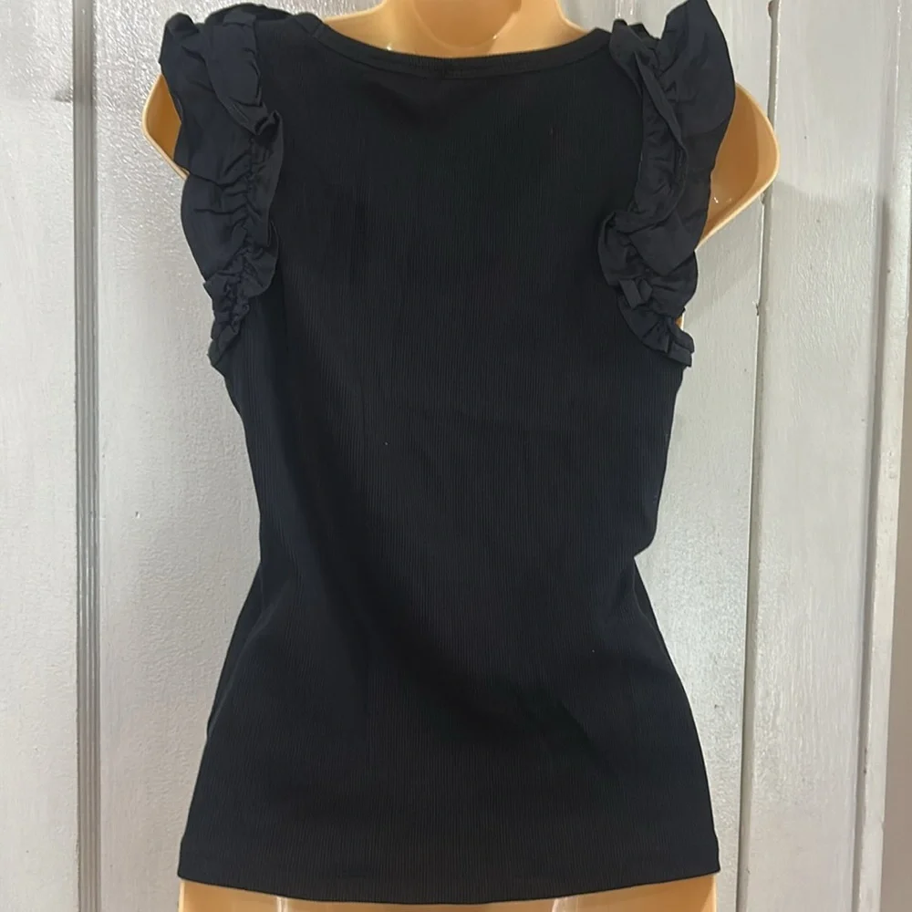 Old Navy Black Flutter Sleeve Blouse - Picture 3 of 7